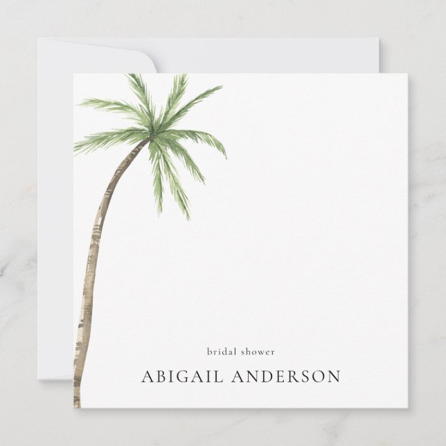 Invitación Tropical Palm Square Despedida de Soltera (Anverso)