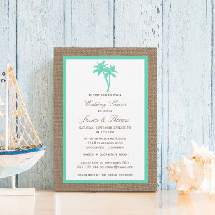 Invitación Tropical Palm Tree Burlap Beach Wedding Shower