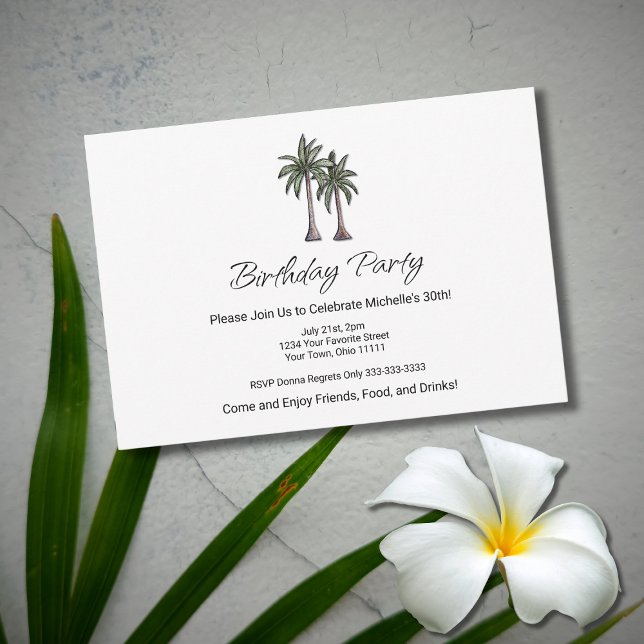 Invitación Tropical Palm Trees Beach 30th Birthday Party (Subido por el creador)