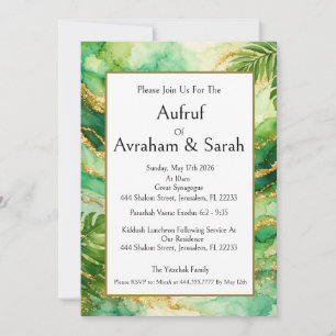Invitación Tropical Palma Acuarela, Aufruf Judío, Verde