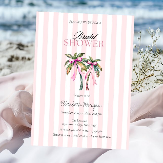 Invitación Tropical Palms Lazo Rosado Despedida de Soltera (Subido por el creador)