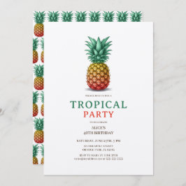 Invitación Tropical Party with retro pineapple Invitation