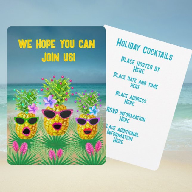 Invitación Tropical Personalized Singing Lady Pineapples  (Customize with your personal information!)