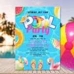 Invitación Tropical Pool Bash for Girl – Summer Birthday Girl<br><div class="desc">Celebrate your daughter's birthday this summer with our pool party invitation design! The design features a pool background with modern typography in shades of green and white, along with your party details, which can be personalized. Add a fun and elegant touch to your daughter's pool party with this cute design....</div>
