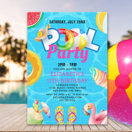 Invitación Tropical Pool Bash for Girl – Summer Birthday Girl
