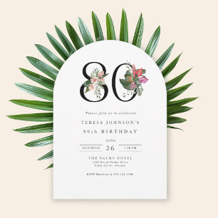 Invitación tropical simple y elegante para el 80 c