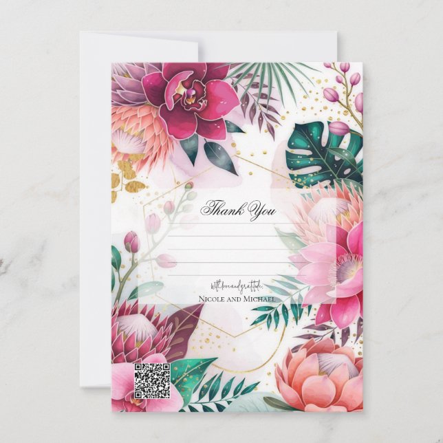 Invitación Tropical Stardust Garden Floral Paradise Wedding (Anverso)