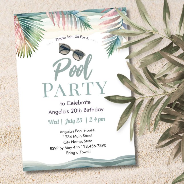 Invitación Tropical Summer Pool Party Birthday  (Subido por el creador)