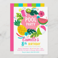 Tropical summer pool party Invitation