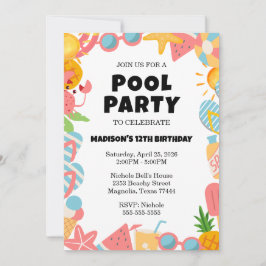 Invitación Tropical Swimming Pool Birthday Party