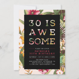 Invitación Tropical | Tipografía moderna 30.º Fiesta de cumpl