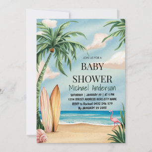 Invitación Tropical trendy Fiesta de Bebé de Verano en la Pla
