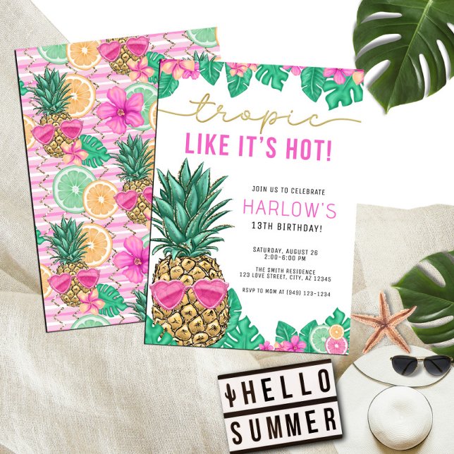 Invitación Trópico como si fuera cumpleaños tropical de piña  (Subido por el creador)