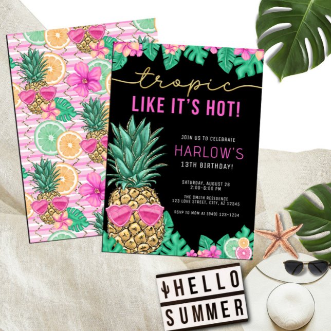 Invitación Trópico como si fuera cumpleaños tropical de piña  (Subido por el creador)
