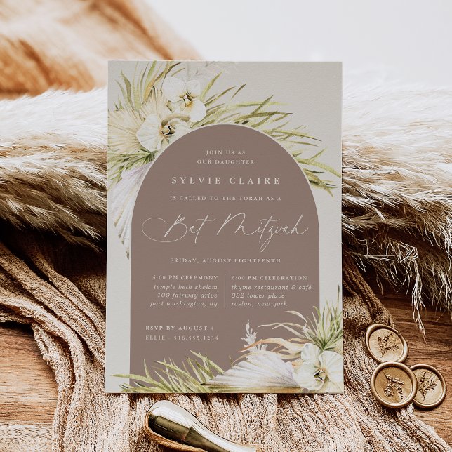 Invitación Tropicos Vintage Boho Bat Mitzvah (Subido por el creador)