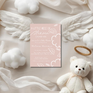 Invitación Trozito de cielo baby shower rosa