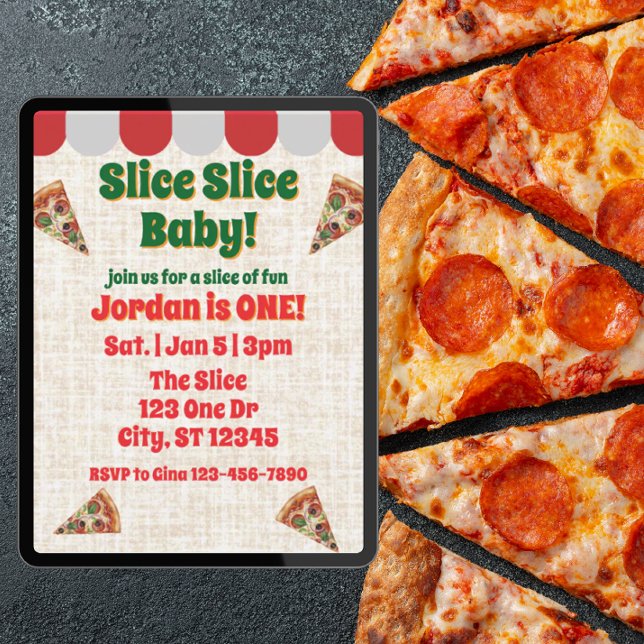 Invitación Trozito Trozito Bebé, pizza cumpleaños 1 (Subido por el creador)