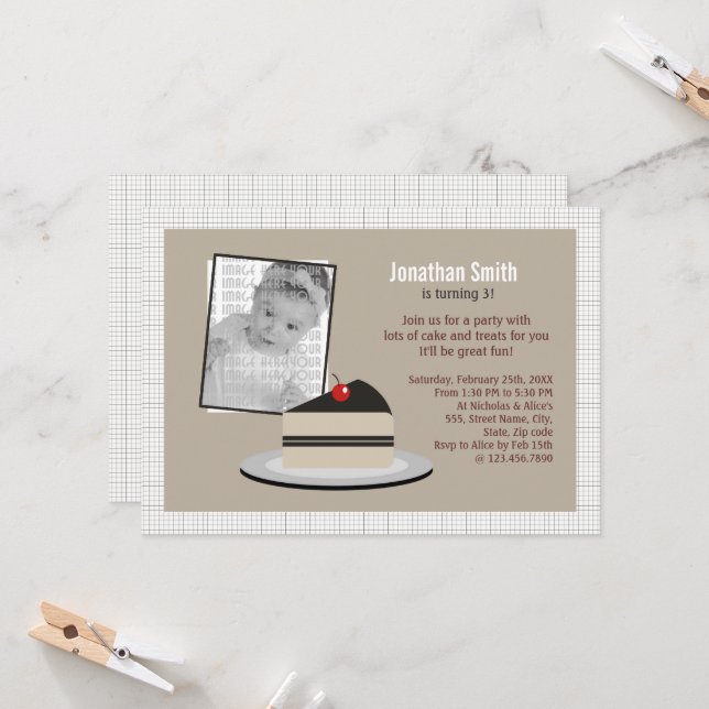 Invitación Trozo de pastel (Anverso/Reverso In Situ)