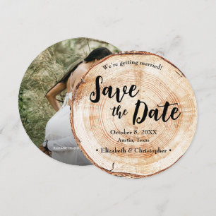 Invitación Trozos de madera tallada Foto personalizada Boda r