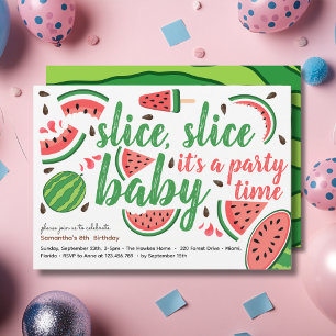 Invitación Trozos, trozos cumpleaños de sandía para bebé
