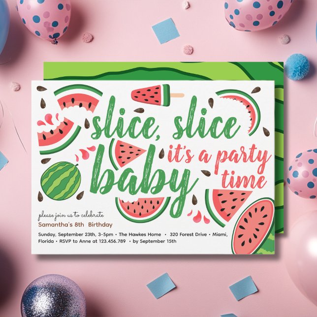 Invitación Trozos, trozos cumpleaños de sandía para bebé (Subido por el creador)
