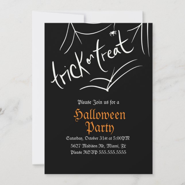 Invitación Truco araña o fiesta de cumpleaños de Halloween (Anverso)