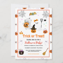 Invitación Truco colorido o trato a la fiesta de Halloween de