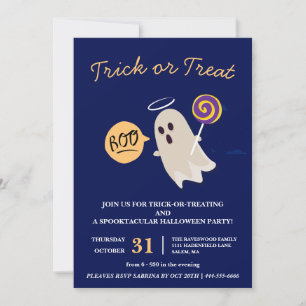 Invitación Truco de boo o trato de la fiesta de Halloween