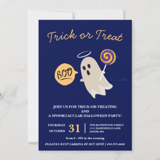 Invitación Truco de boo o trato de la fiesta de Halloween