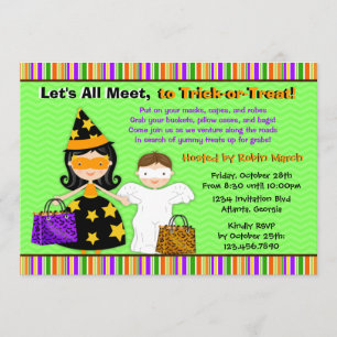 Invitación Truco de Halloween de los niños de Halloween o