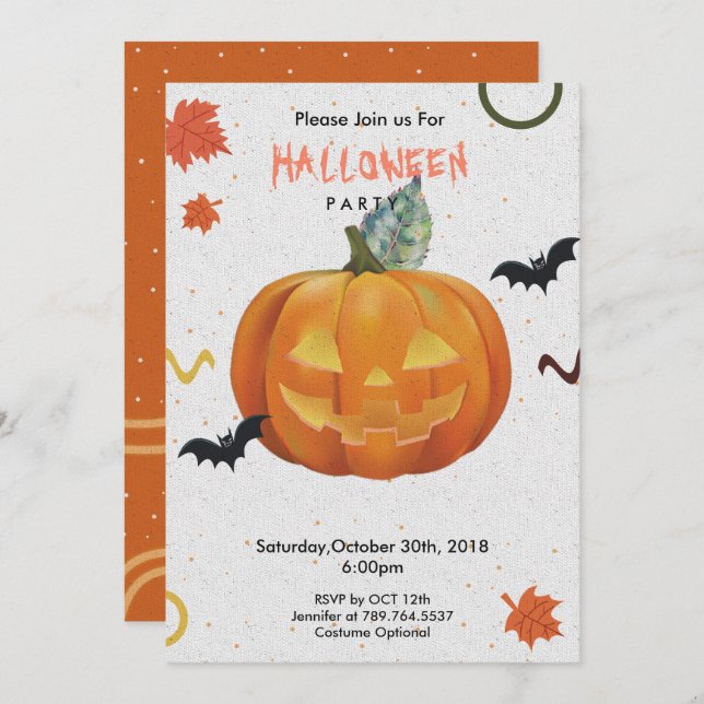 Invitación truco de Halloween feliz o regalo (Anverso / Reverso)