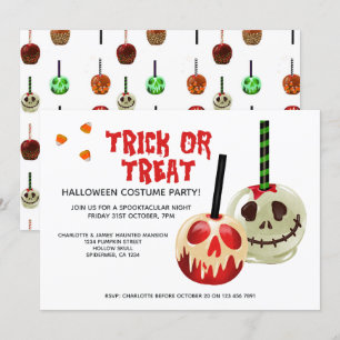 Invitación Truco de Halloween o cráneo de golosinas
