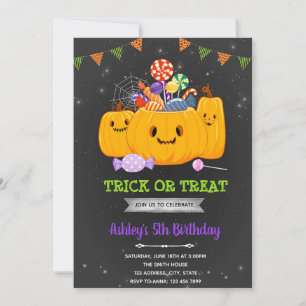 Invitación Truco de Halloween o cumpleaños
