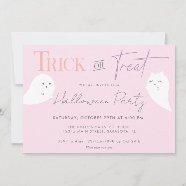 Invitación Truco de Halloween o fantasma de la trata (Anverso)