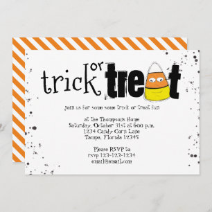 Invitación Truco De Halloween O Trate El Cute Candy Corn Simp