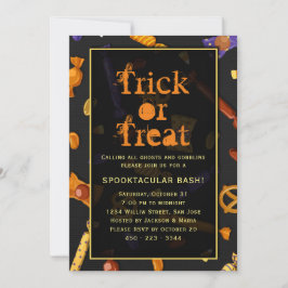 Invitación Truco de la fiesta de Halloween o tratamiento basa