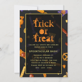 Invitación Truco de la fiesta de Halloween o tratamiento basa