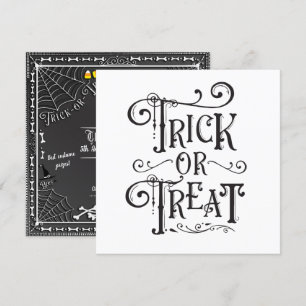 Invitación Truco de la fiesta de Halloween o trato a los hues