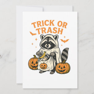 Invitación Truco de Mapache Divertido o Basura Halloween