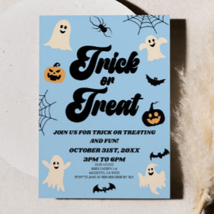 Invitación Truco espeluznante azul o fiesta de Halloween