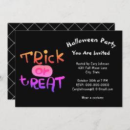 Invitación Truco espeluznante o fiesta de Halloween blanco ne