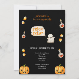 INVITACIÓN TRUCO O TRATAMIENTO DE HALLOWEB NEGRO Y NARANJA