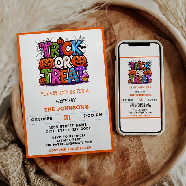 Invitación TRUCO O TRATAMIENTO | Fiesta Cute Halloween Bash (Subido por el creador)