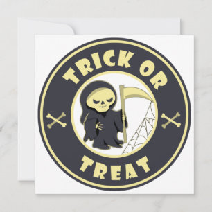 Invitación Truco o tratar el carácter de pañal gris de Hallow
