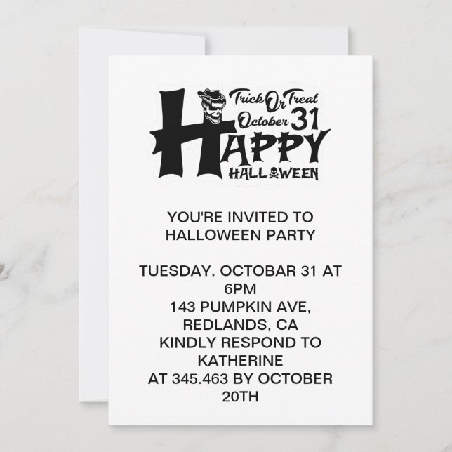 Invitación ¡Truco o trato! 31 de octubre - Feliz Halloween (Anverso)