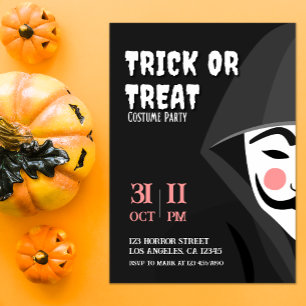 Invitación Truco o trato al misterioso Fiesta de disfraces de