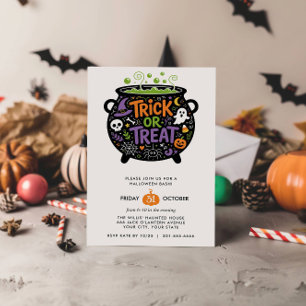 INVITACIÓN TRUCO O TRATO CALDERO CUQUITO FIESTA ESPELUZNANTE