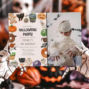 Invitación Truco o trato Cute Halloween Foto Cumpleaños