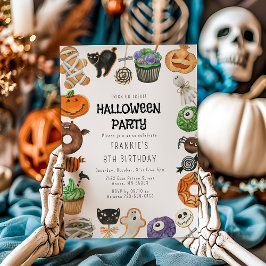 Invitación Truco o trato de cumpleaños de Halloween lindo