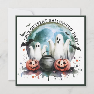 Invitación Truco o trato de fiesta de HALLOWEEN Dos fantasmas
